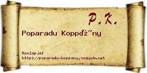 Poparadu Koppány névjegykártya
