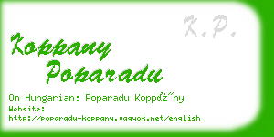 koppany poparadu business card